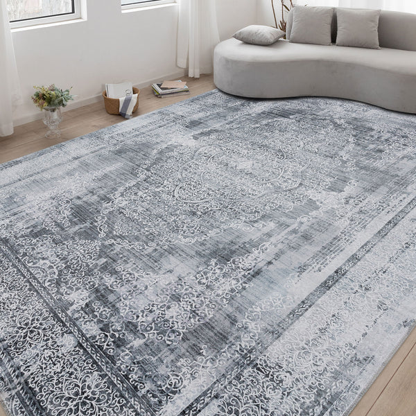 Large Silver Rug Extra Large Rug Silver Grey Slate Beautiful Paisley Medallion Carpet H ...